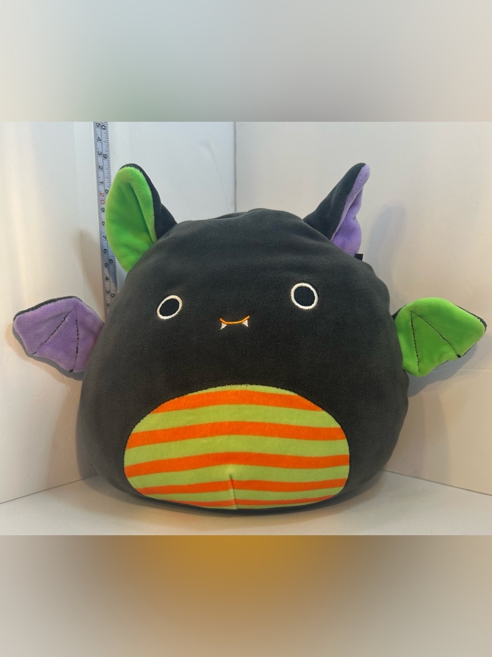 Squishmallows Fariq the Bat Halloween Plush Black Green Purple Striped 2021
